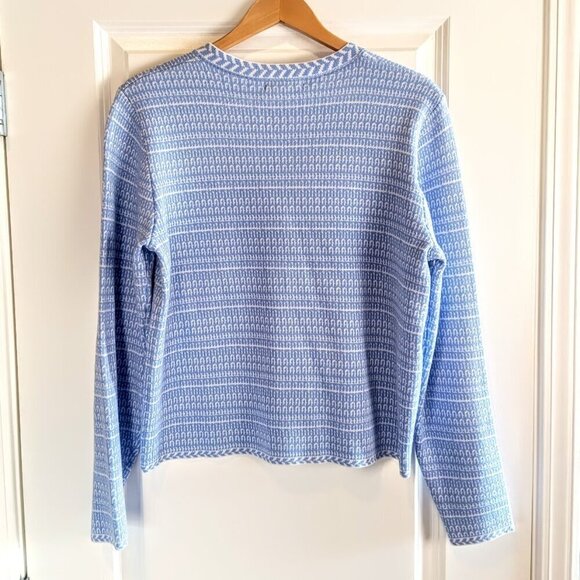 Select + Trend Blue White Knit Cardigan Sweater - 1X - Picture 2 of 6